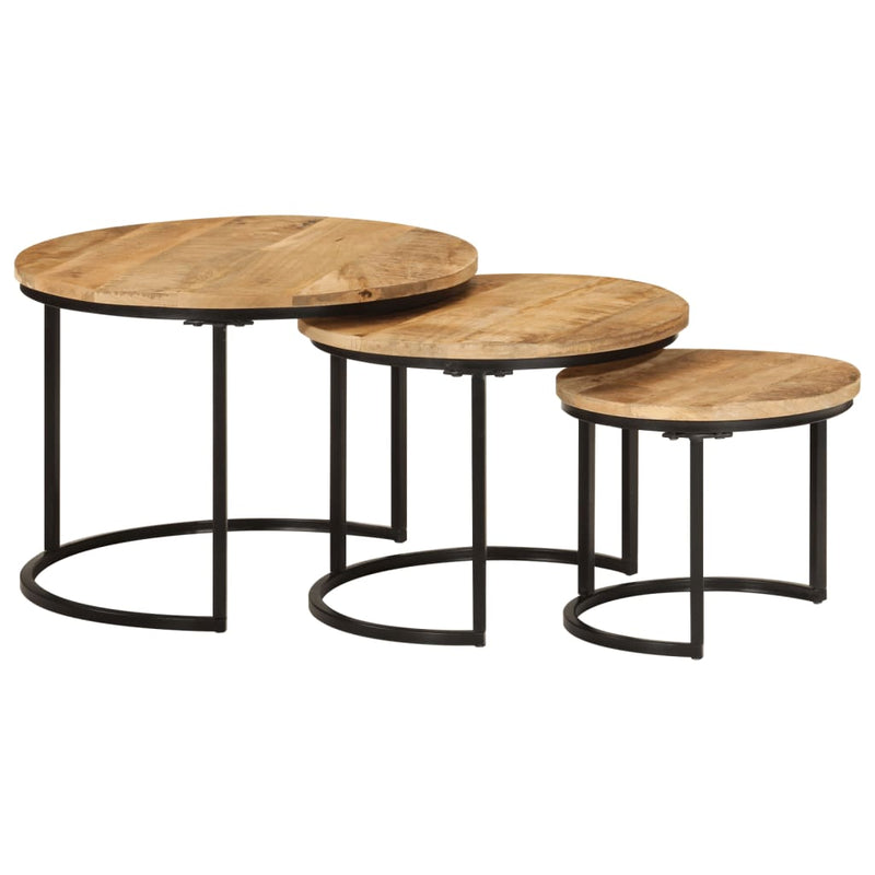 Nesting Tables 3 pcs Solid Rough Wood Mango Payday Deals