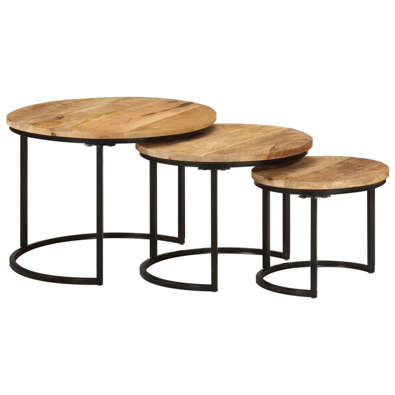 Nesting Tables 3 pcs Solid Rough Wood Mango Payday Deals