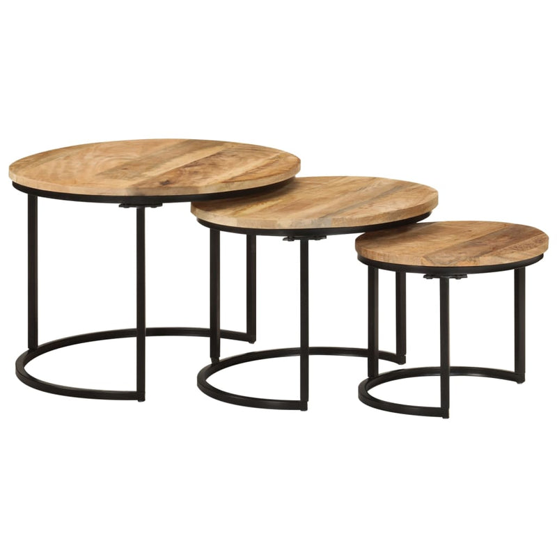 Nesting Tables 3 pcs Solid Rough Wood Mango Payday Deals