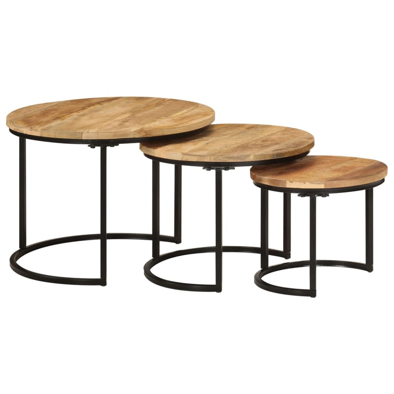 Nesting Tables 3 pcs Solid Rough Wood Mango Payday Deals