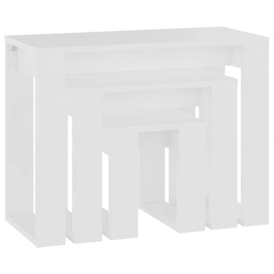 Nesting Tables 3 pcs White Engineered Wood Payday Deals