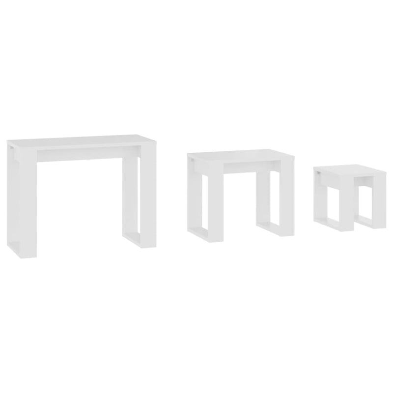 Nesting Tables 3 pcs White Engineered Wood Payday Deals