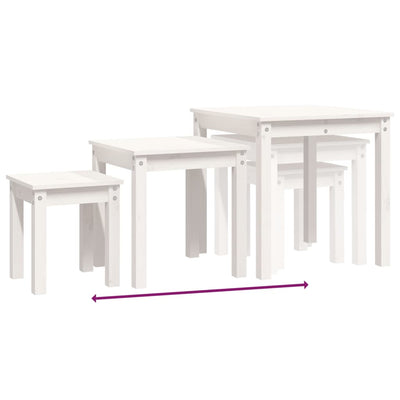 Nesting Tables 3 pcs White Solid Wood Pine Payday Deals