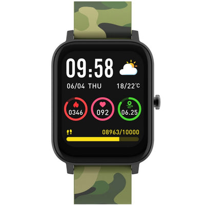 New 1.7" IPS Smart Fitness Watch with Wireless Earbuds Combo 2 Bands Black Army Payday Deals