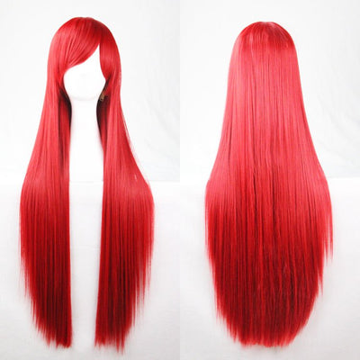 New 80cm Straight Sleek Long Full Hair Wigs w Side Bangs Cosplay Costume Womens, Red Payday Deals