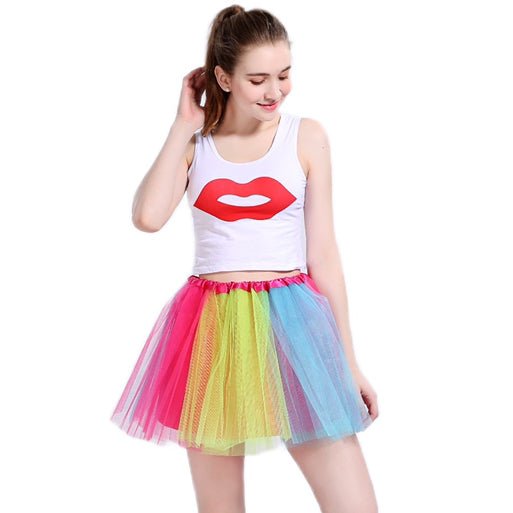 New Adults Tulle Tutu Skirt Dressup Party Costume Ballet Womens Girls Dance Wear, Rainbow_F, Adults Payday Deals