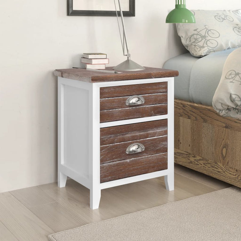 Nightstand 2 pcs with 2 Drawers Brown and White Payday Deals