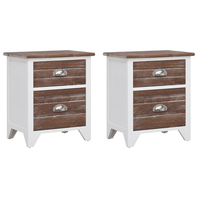 Nightstand 2 pcs with 2 Drawers Brown and White Payday Deals