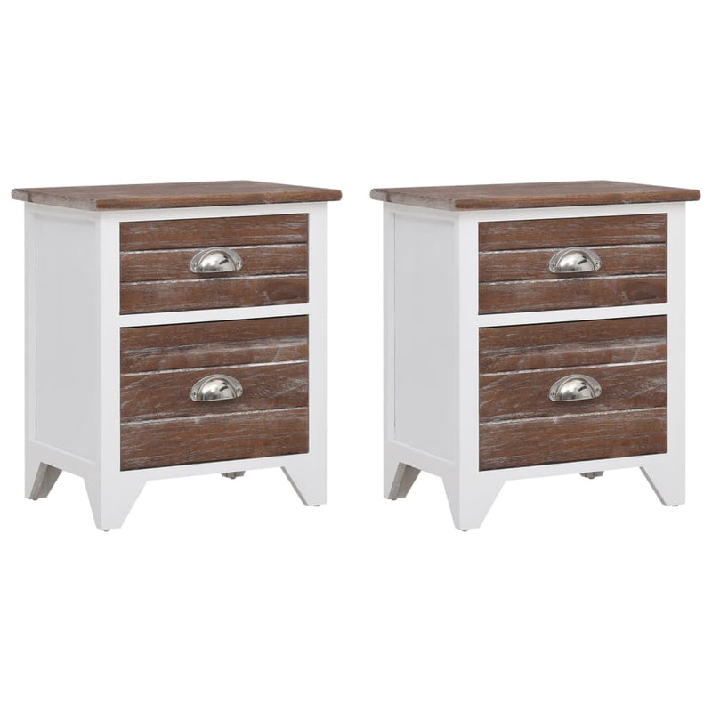Nightstand 2 pcs with 2 Drawers Brown and White Payday Deals
