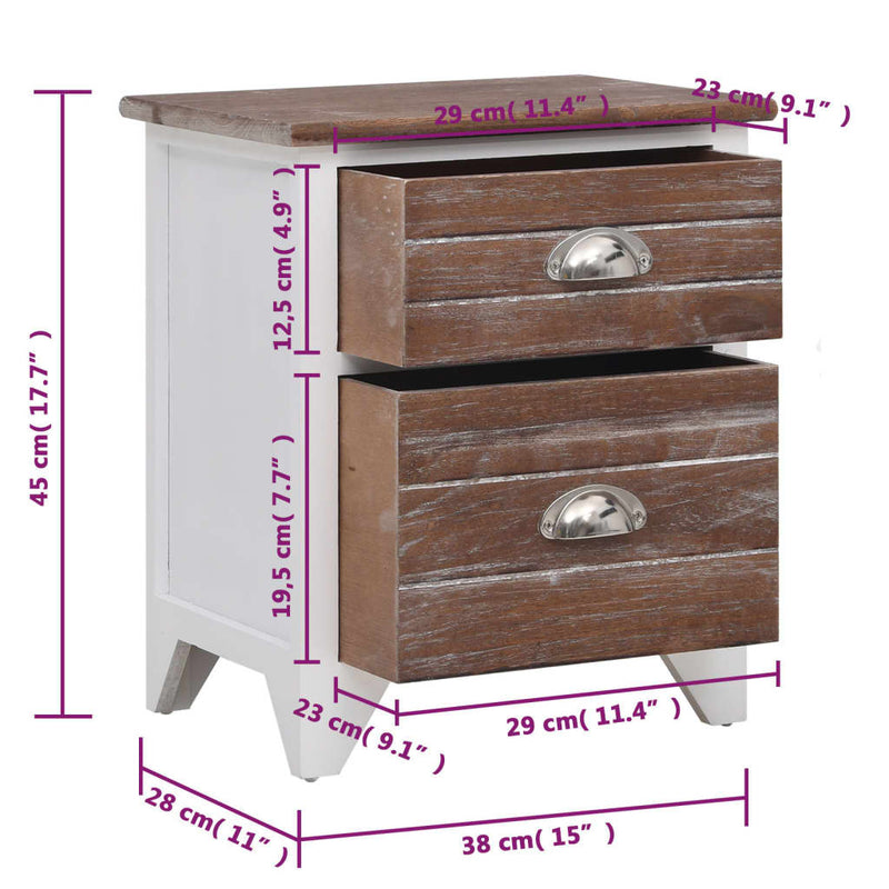 Nightstand 2 pcs with 2 Drawers Brown and White Payday Deals