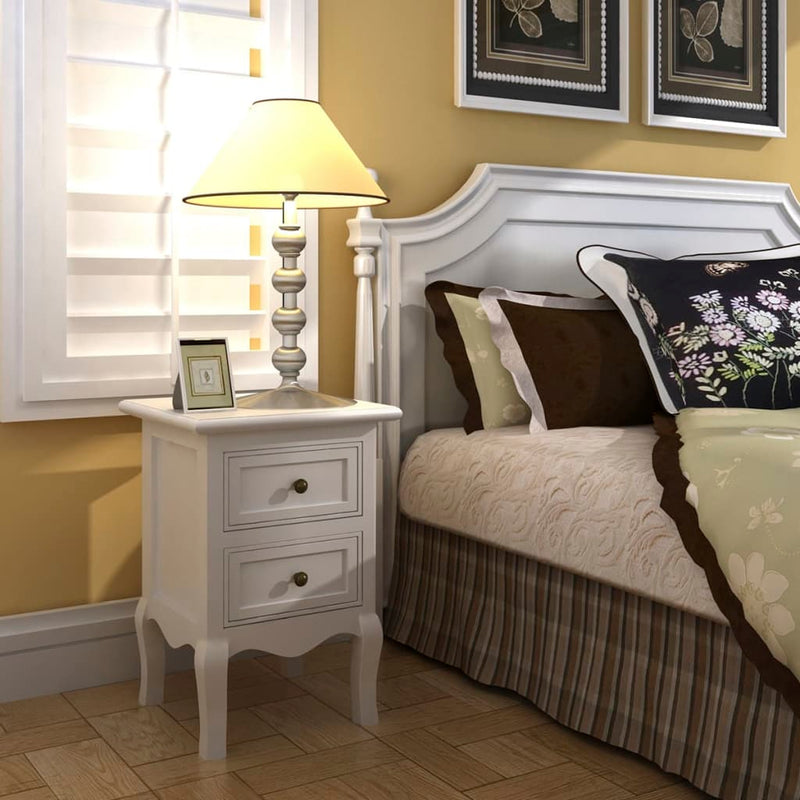 Nightstand with 2 Drawers MDF White Payday Deals