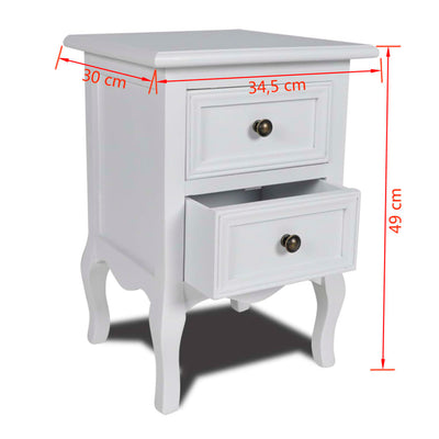 Nightstand with 2 Drawers MDF White Payday Deals