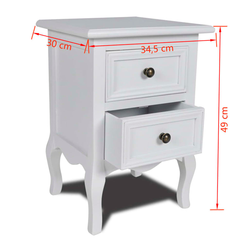 Nightstand with 2 Drawers MDF White Payday Deals