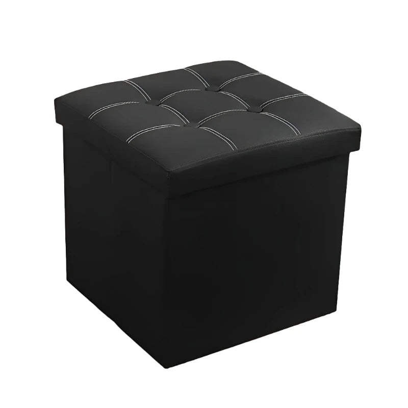 NNETM Faux Leather Storage Ottoman - Black, 55L Payday Deals