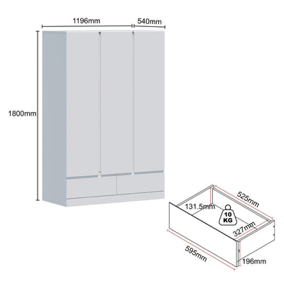 Noosa 3 Door 2 Drawer Wardrobe Payday Deals