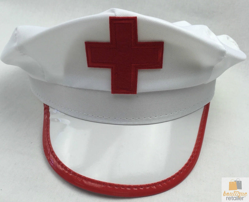 NURSE HAT Doctor Fancy Halloween Party Costume Accessory Cap - White/Red Payday Deals