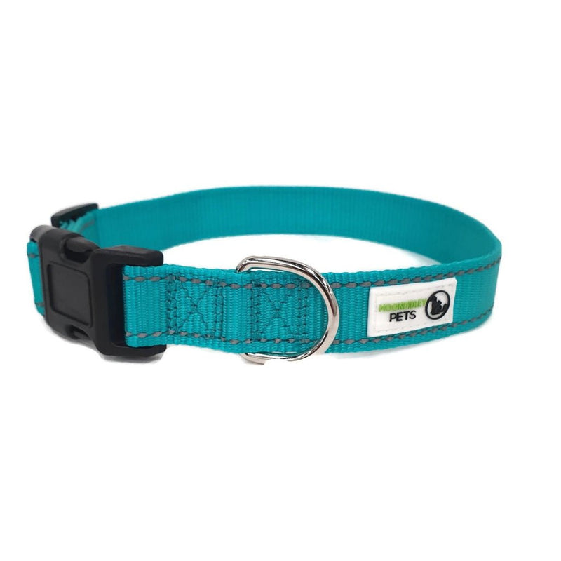 Nylon w/Reflective Stitching Dog Collar Large Turquoise Payday Deals