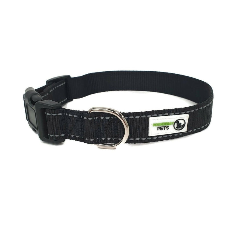 Nylon w/Reflective Stitching Dog Collar X-Large Black Payday Deals