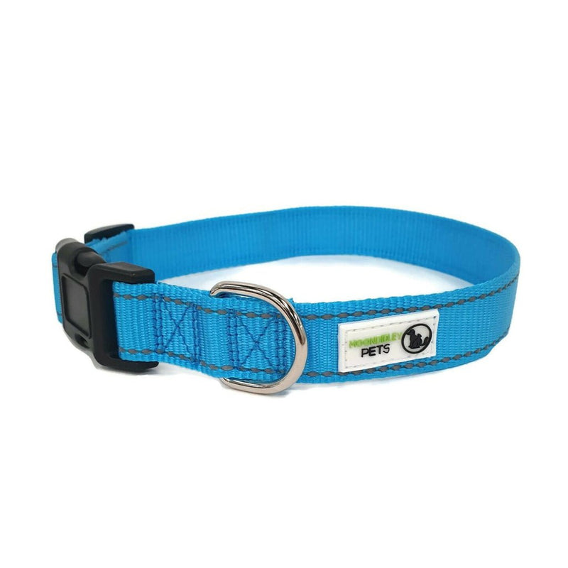 Nylon w/Reflective Stitching Dog Collar X-Small Light Blue Payday Deals