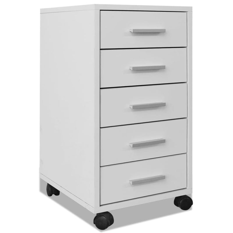 Office Drawer Unit with Castors 5 Drawers White Payday Deals