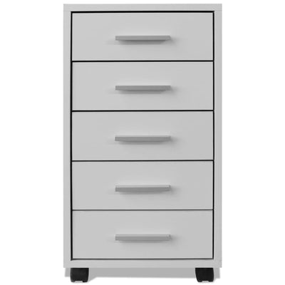 Office Drawer Unit with Castors 5 Drawers White Payday Deals