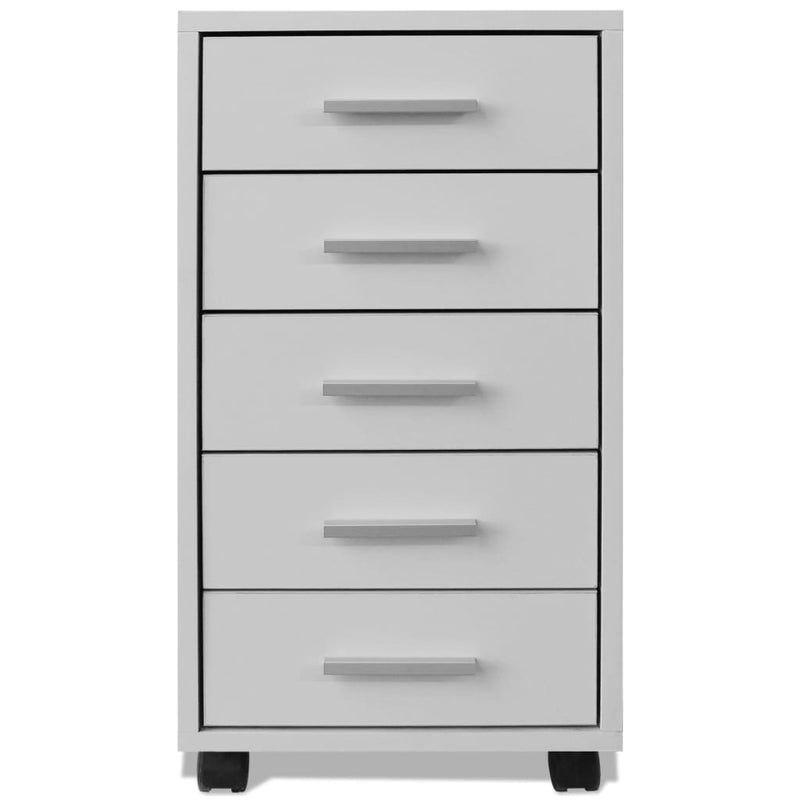 Office Drawer Unit with Castors 5 Drawers White Payday Deals