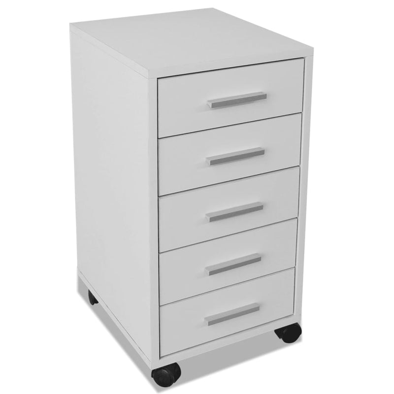 Office Drawer Unit with Castors 5 Drawers White Payday Deals