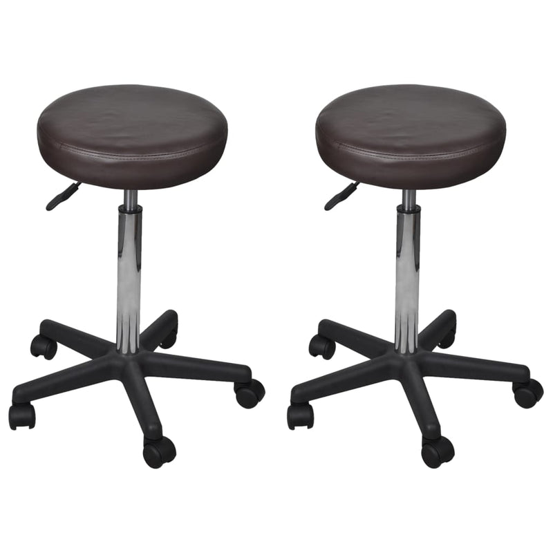 Office Stools 2 pcs Brown 35.5x84 cm Faux Leather Payday Deals