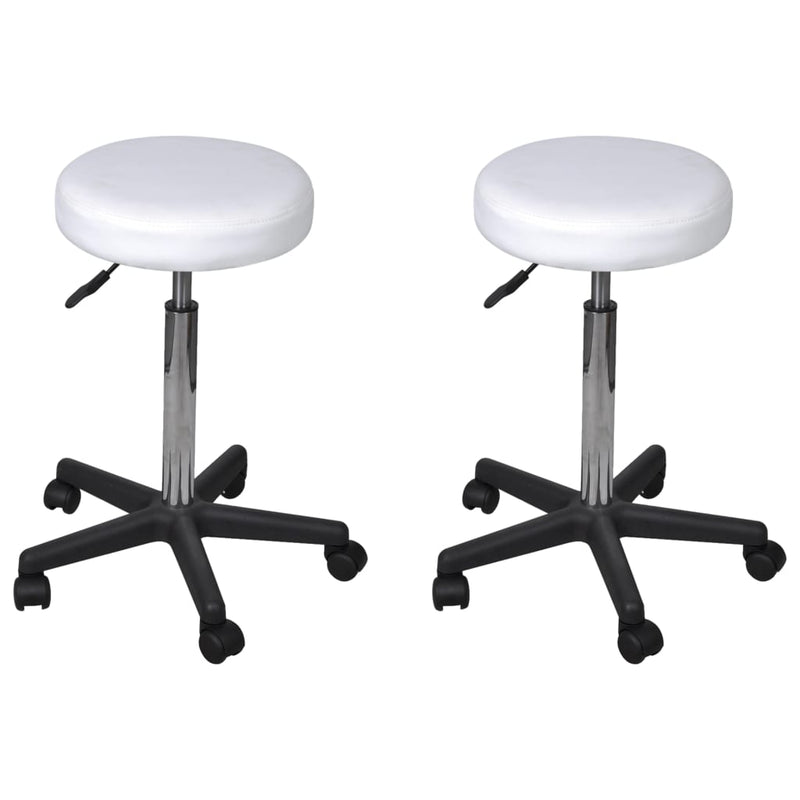 Office Stools 2 pcs White 35.5x84 cm Faux Leather Payday Deals