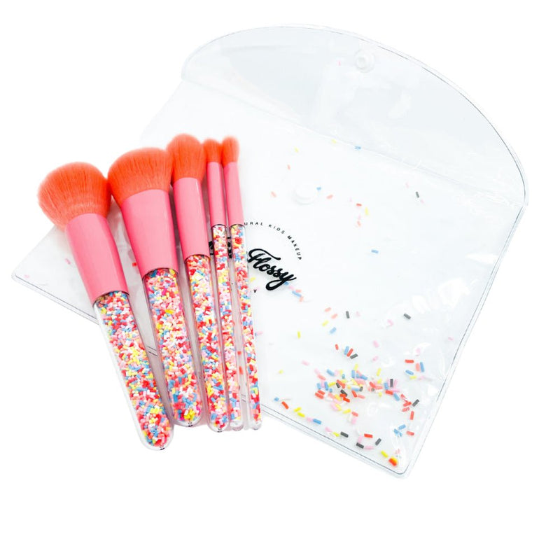 Oh Flossy Childrens Kids Sprinkle 5 Piece Makeup Brush Set with Carry Case Payday Deals