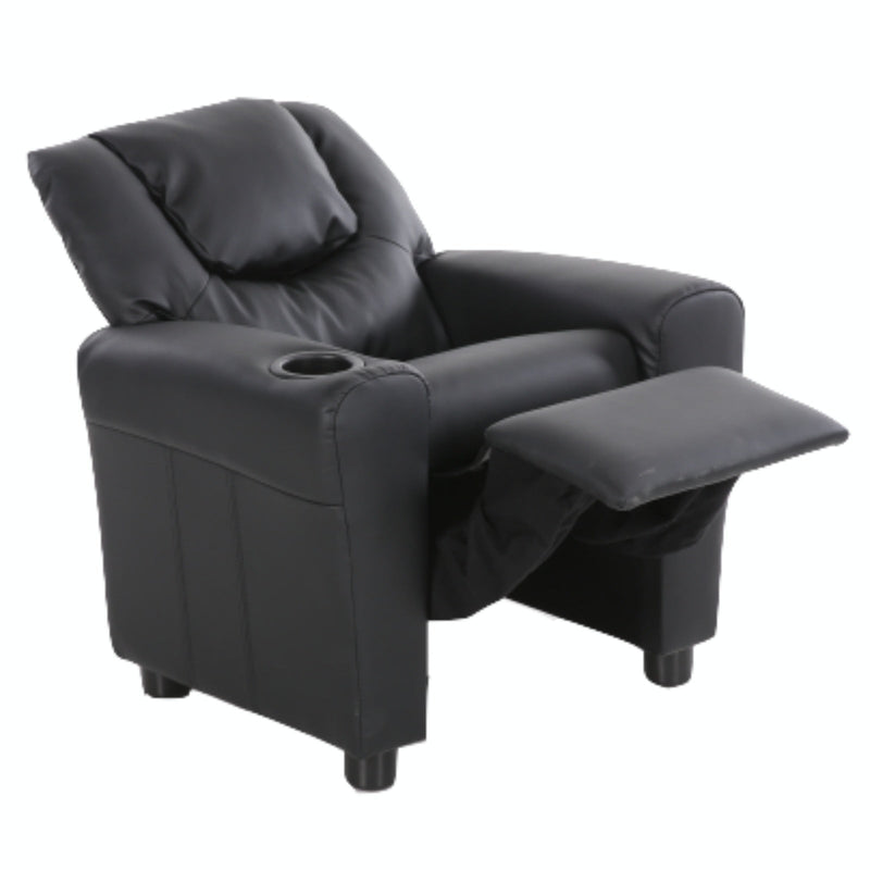 Oliver Kids Recliner Chair Sofa Children Lounge Couch PU Armchair - Black Payday Deals