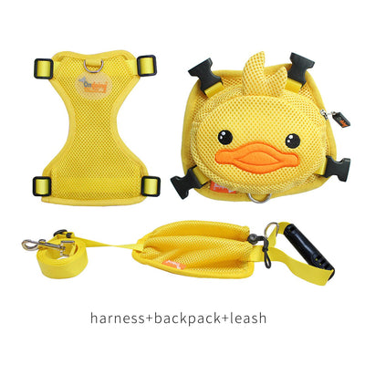 Ondoing Pet Saddle Bag Dog Harness Backpack Hiking Traveling Outdoor Bags Cute Costume (Yellow duck bag with leash set)M Payday Deals