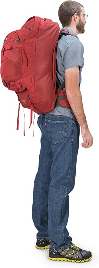 Osprey Men's Farpoint 55 Backpack Hiking Trekking - Jasper Red Payday Deals