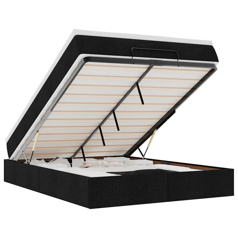 Ottoman Bed with Mattress Black Double Fabric Payday Deals