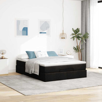 Ottoman Bed with Mattress Black Double Fabric Payday Deals