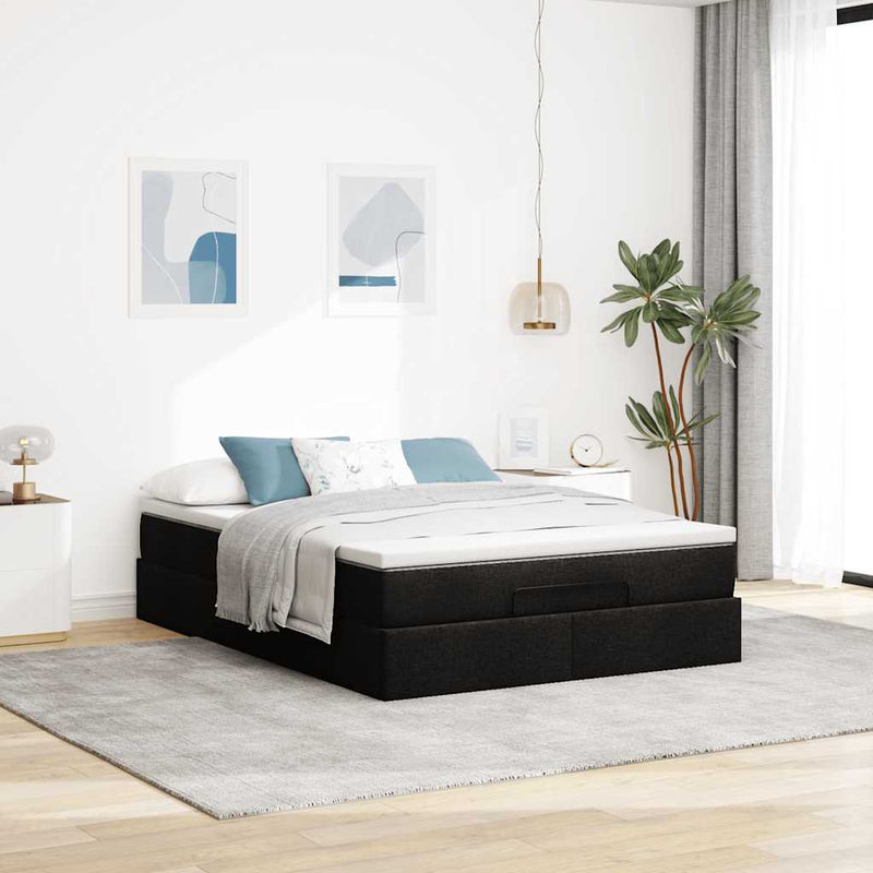 Ottoman Bed with Mattress Black Double Fabric Payday Deals