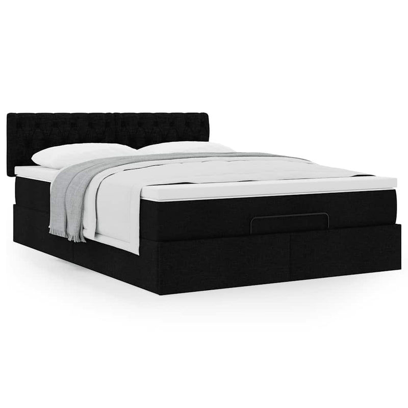 Ottoman Bed with Mattress Black Double Fabric Payday Deals