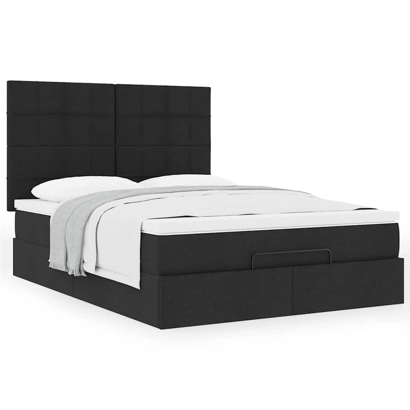 Ottoman Bed with Mattress Black Double Fabric Payday Deals