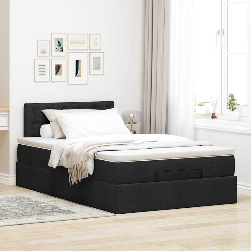 Ottoman Bed with Mattress Black King Single Fabric Payday Deals