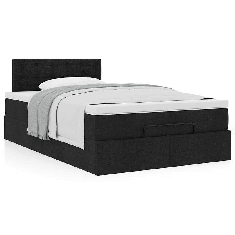 Ottoman Bed with Mattress Black King Single Fabric Payday Deals