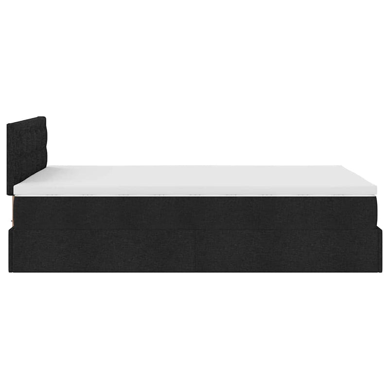 Ottoman Bed with Mattress Black King Single Fabric Payday Deals