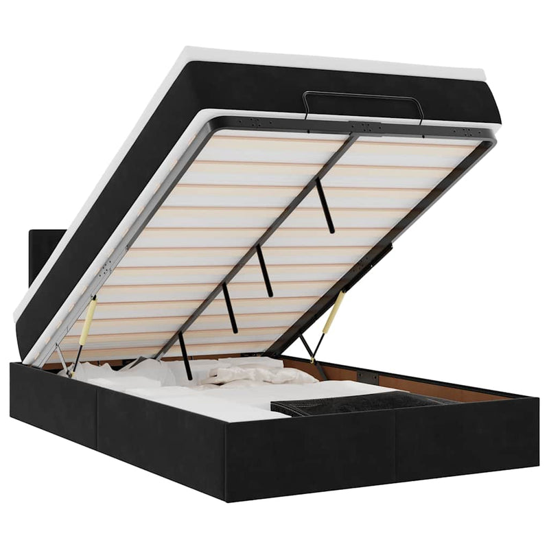 Ottoman Bed with Mattress Black King Single Velvet Payday Deals