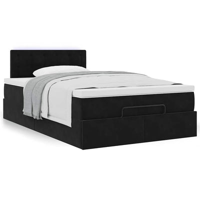 Ottoman Bed with Mattress Black King Single Velvet Payday Deals
