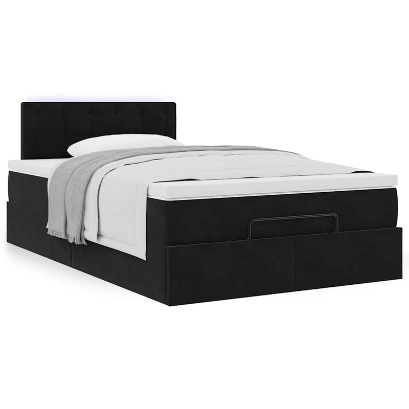 Ottoman Bed with Mattress Black King Single Velvet Payday Deals