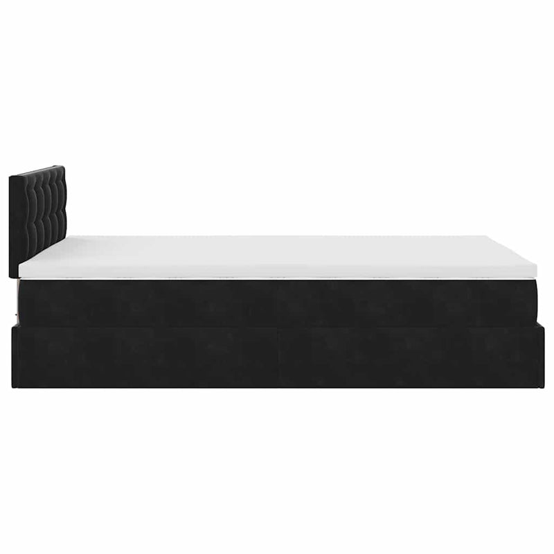 Ottoman Bed with Mattress Black King Single Velvet Payday Deals