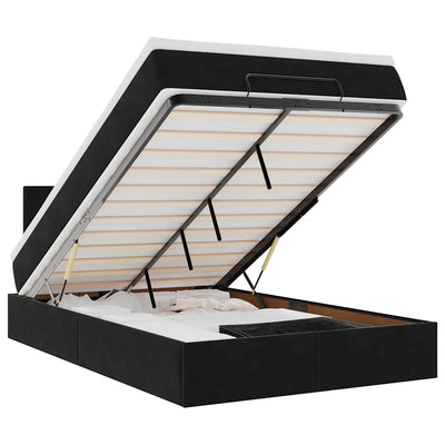 Ottoman Bed with Mattress Black King Single Velvet Payday Deals