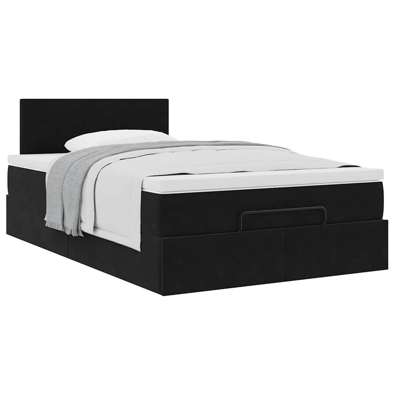 Ottoman Bed with Mattress Black King Single Velvet Payday Deals