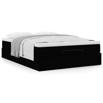 Ottoman Bed with Mattress Black Queen Fabric Payday Deals