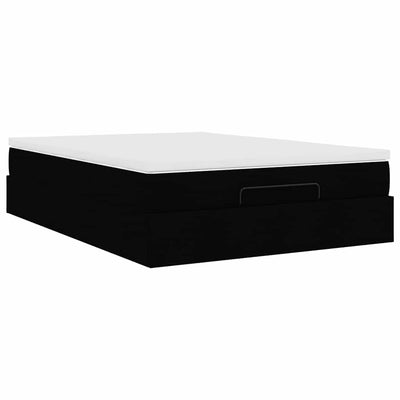 Ottoman Bed with Mattress Black Queen Fabric Payday Deals