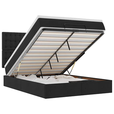 Ottoman Bed with Mattress Black Queen Fabric Payday Deals